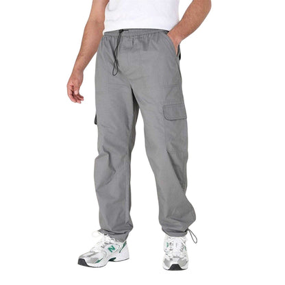 Dark Grey - Front - Brave Soul Mens Cotton Cargo Trousers