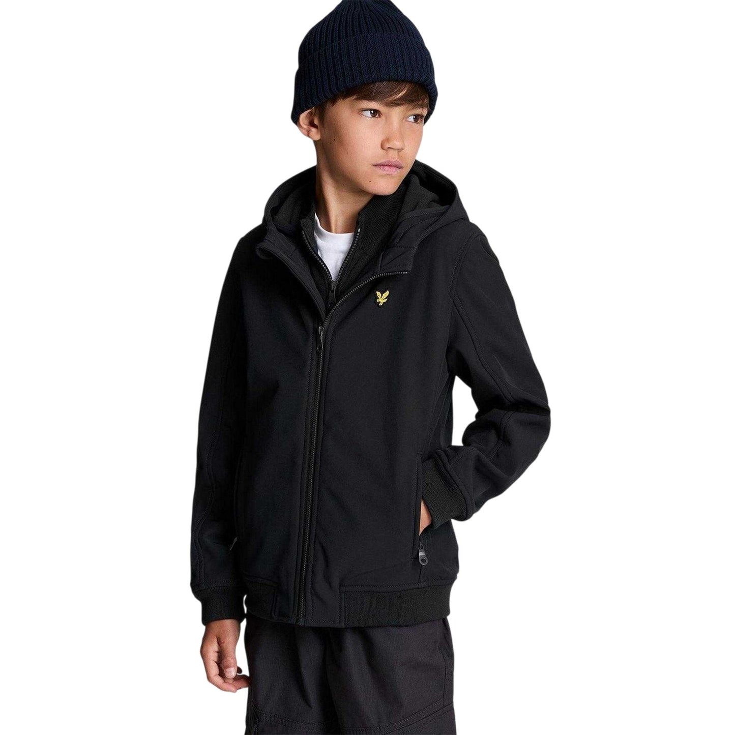Black - Lifestyle - Lyle & Scott Boys Embroidered Logo Softshell Regular Long-Sleeved Soft Shell Jacket