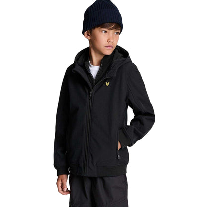 Black - Lifestyle - Lyle & Scott Boys Embroidered Logo Softshell Regular Long-Sleeved Soft Shell Jacket