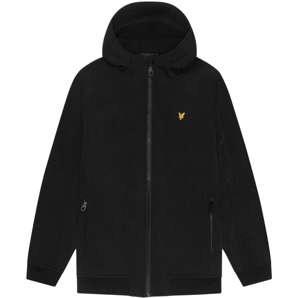 Black - Front - Lyle & Scott Boys Embroidered Logo Softshell Regular Long-Sleeved Soft Shell Jacket