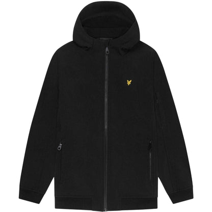Black - Front - Lyle & Scott Boys Embroidered Logo Softshell Regular Long-Sleeved Soft Shell Jacket