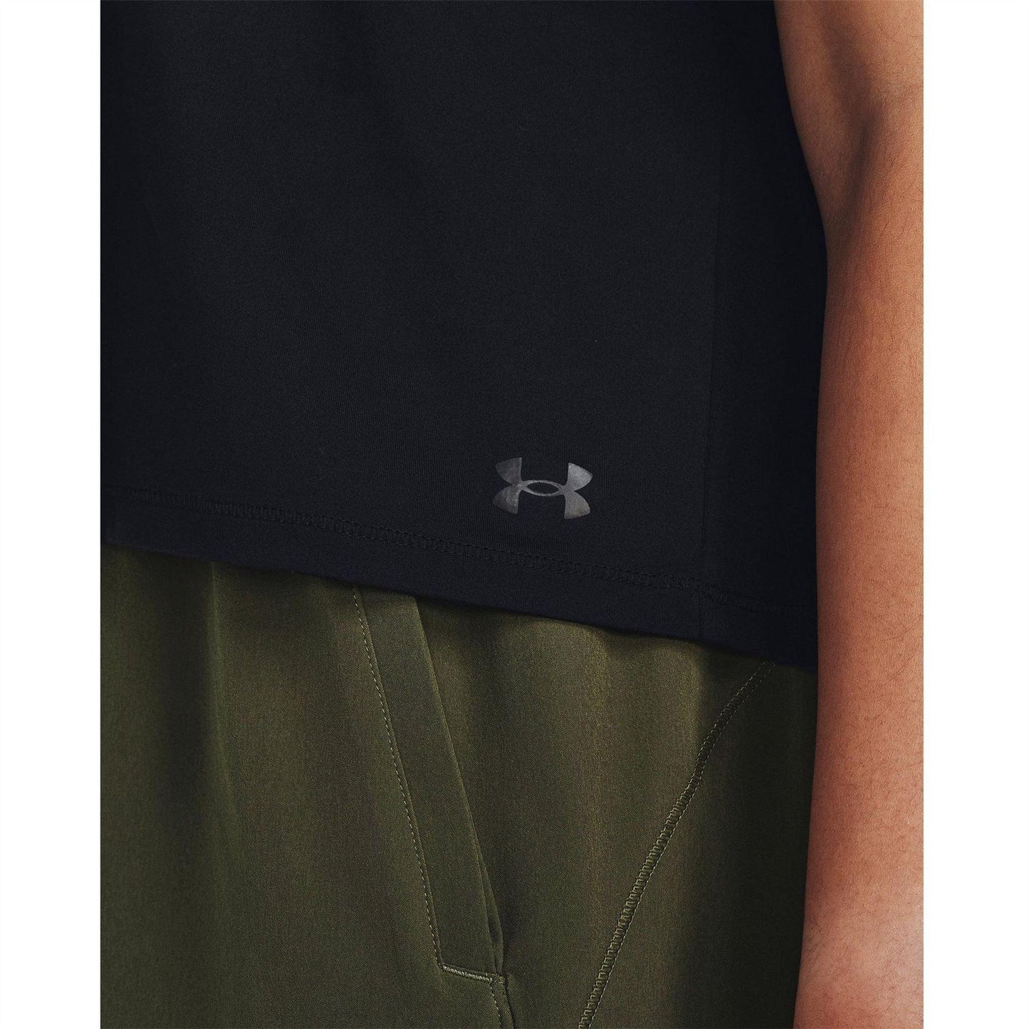 Black - Side - Under Armour Womens-Ladies Motion Cropped Top