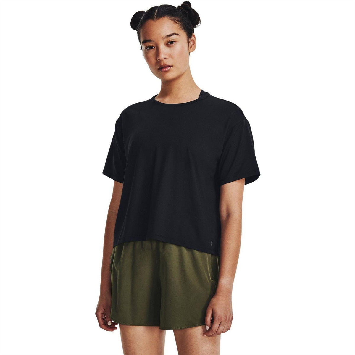 Black - Lifestyle - Under Armour Womens-Ladies Motion Cropped Top