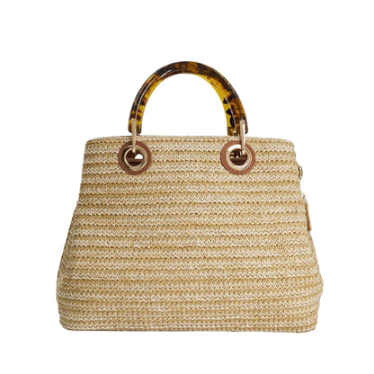 Natural - Back - Dune London Demmi Straw Shoulder Bag