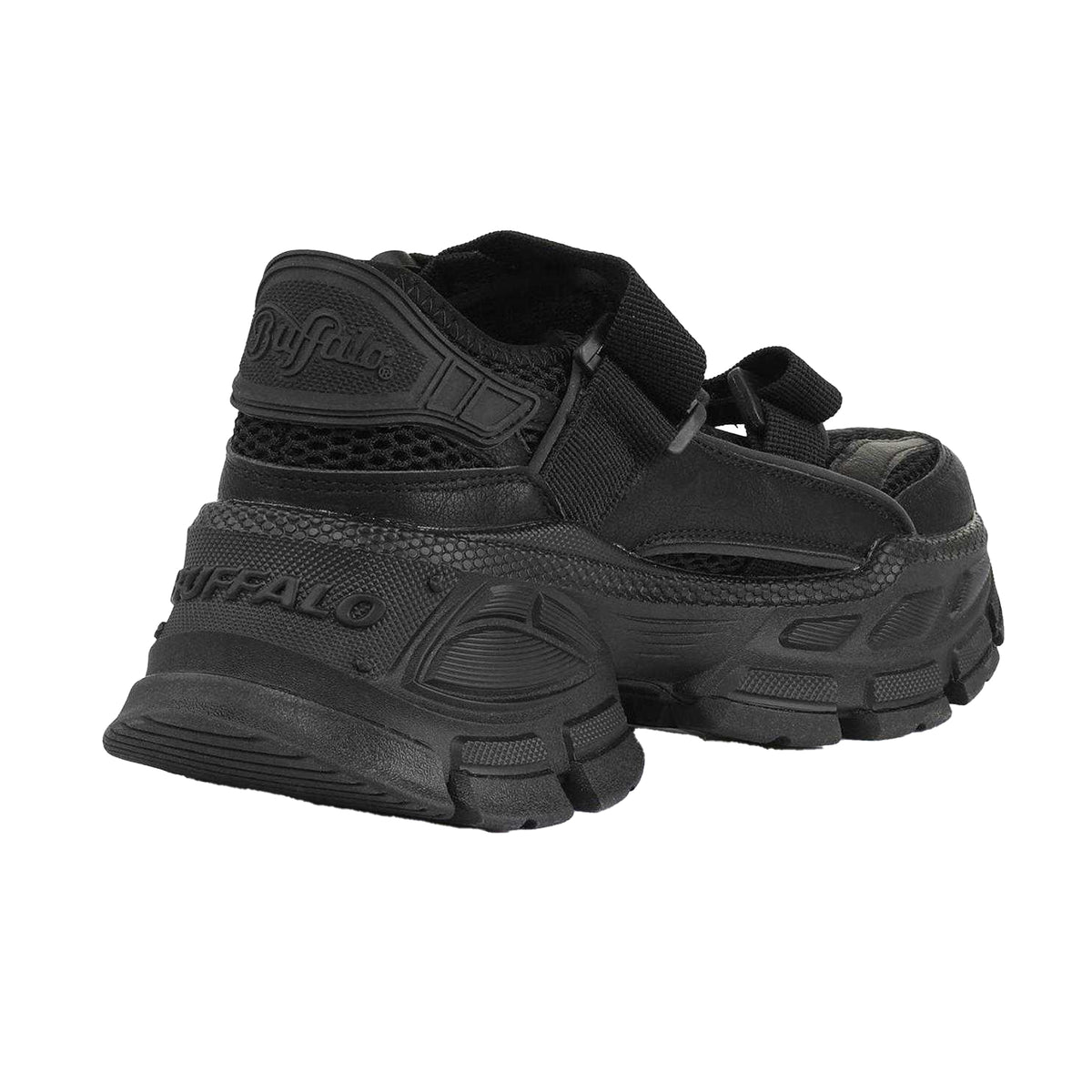 Black - Back - Buffalo Womens-Ladies Vegan Ballet Flats