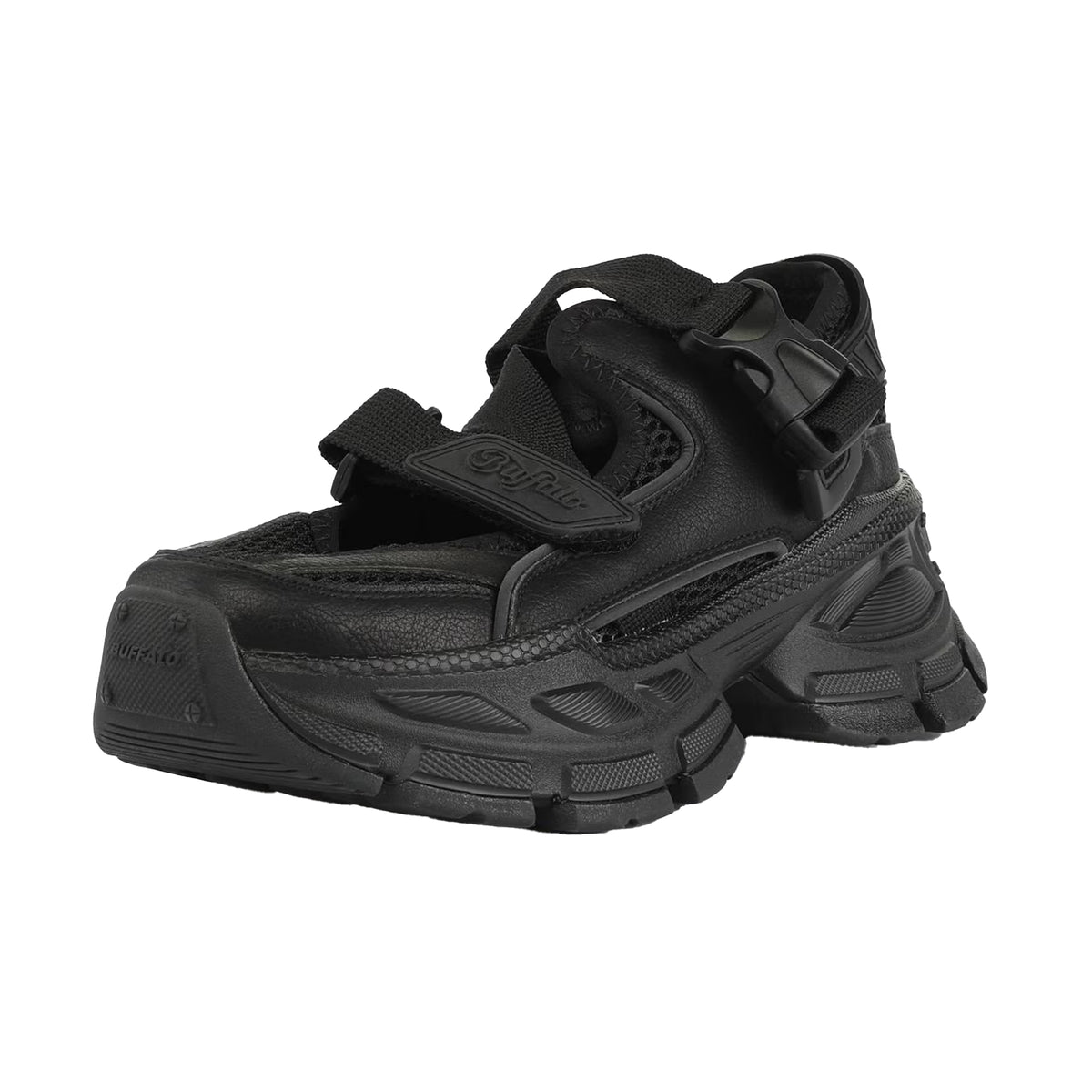 Black - Pack Shot - Buffalo Womens-Ladies Vegan Ballet Flats