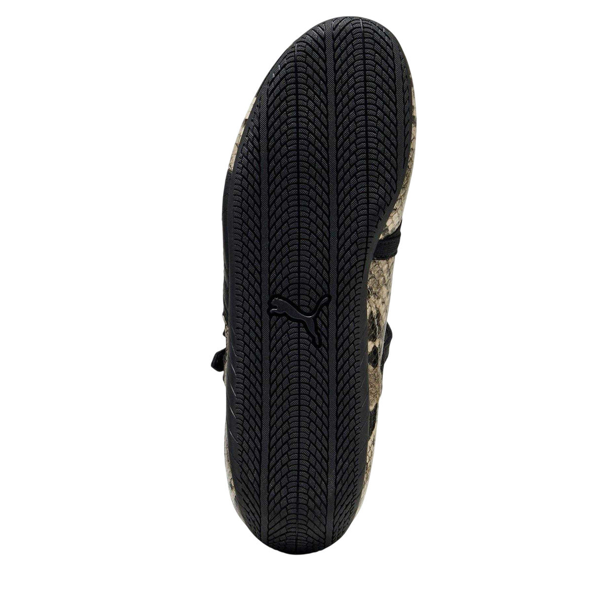 Puma Black - Back - Puma Womens-Ladies Speedcat Snake Print Leather Ballet Shoes