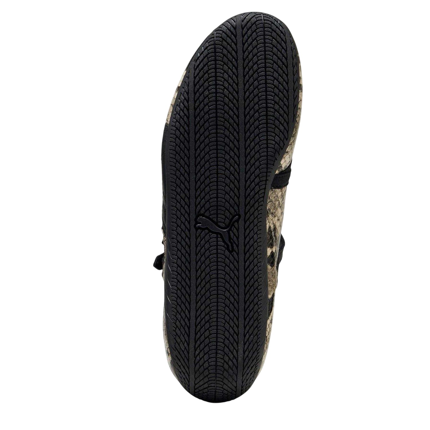 Puma Black - Back - Puma Womens-Ladies Speedcat Snake Print Leather Ballet Shoes