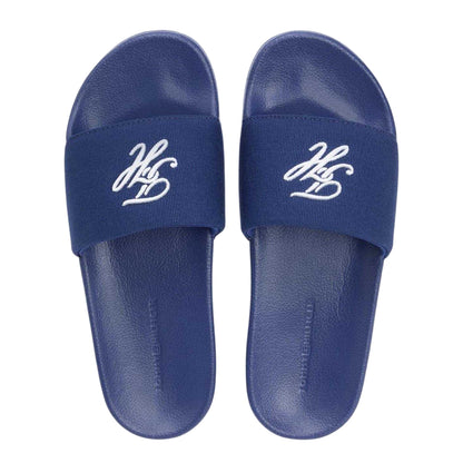 Navy - Side - Tommy Hilfiger Womens-Ladies Script Flat Sliders