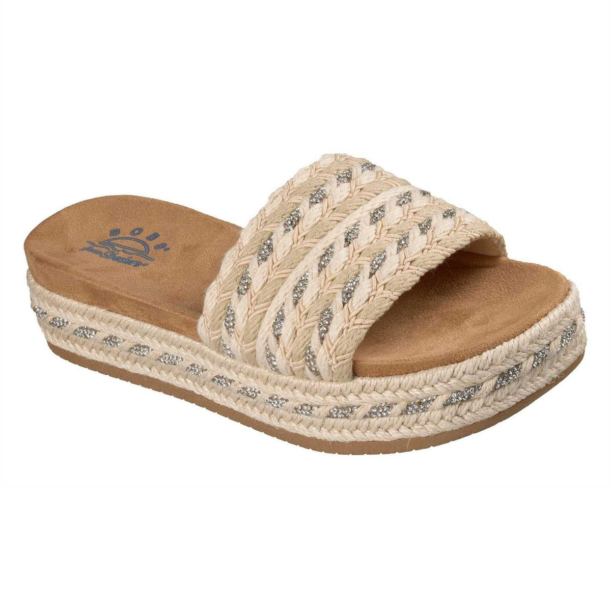 Natural - Pack Shot - Skechers Womens-Ladies Misty Embellished Platform Slides