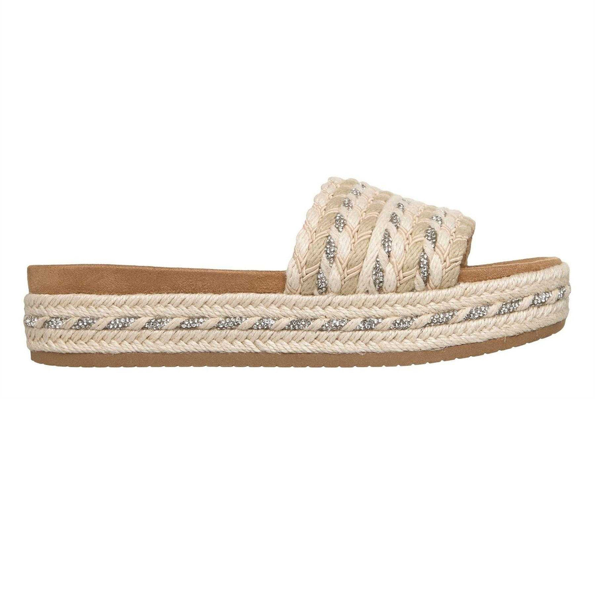 Natural - Front - Skechers Womens-Ladies Misty Embellished Platform Slides
