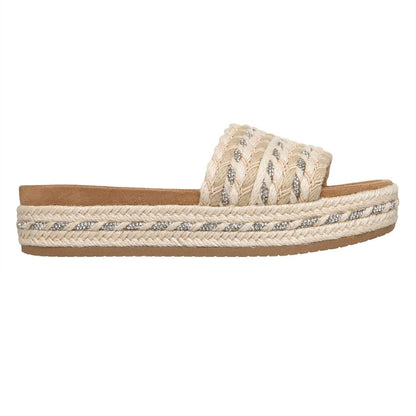 Natural - Front - Skechers Womens-Ladies Misty Embellished Platform Slides