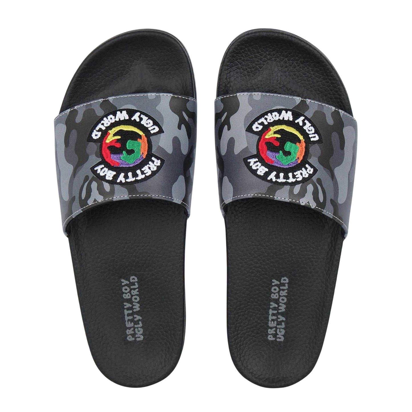 Grey Camo - Side - Pretty Boy Ugly World Mens Slides