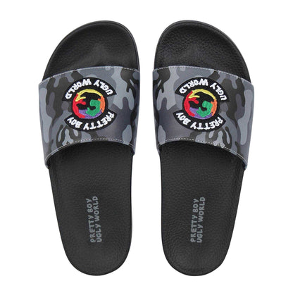 Grey Camo - Side - Pretty Boy Ugly World Mens Slides