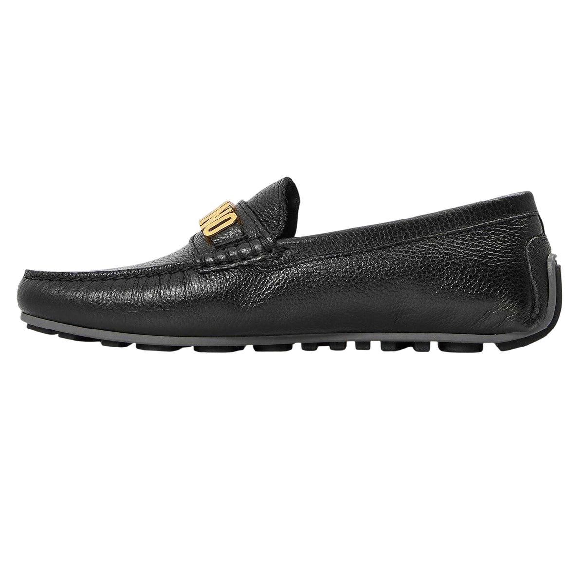 Black - Back - Moschino Childrens-Kids Embossed Logo Flat Sliders