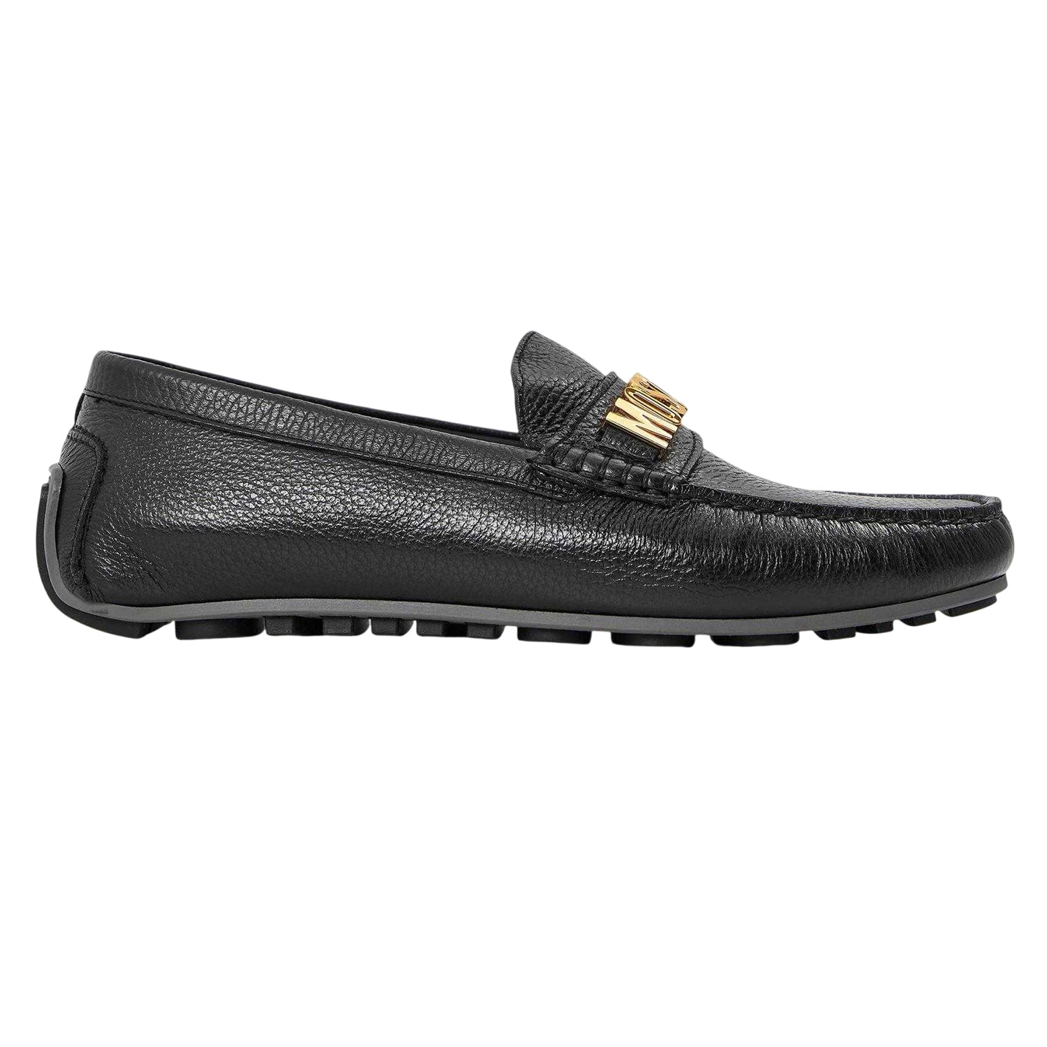 Black - Front - Moschino Childrens-Kids Embossed Logo Flat Sliders