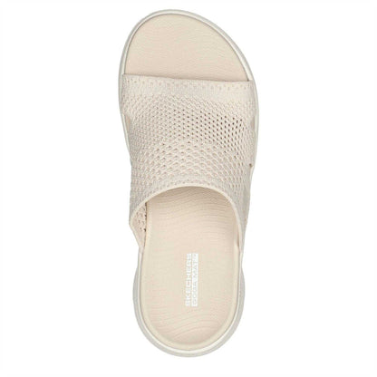 Natural - Side - Skechers Womens-Ladies Go Walk Flex Sports Sandals