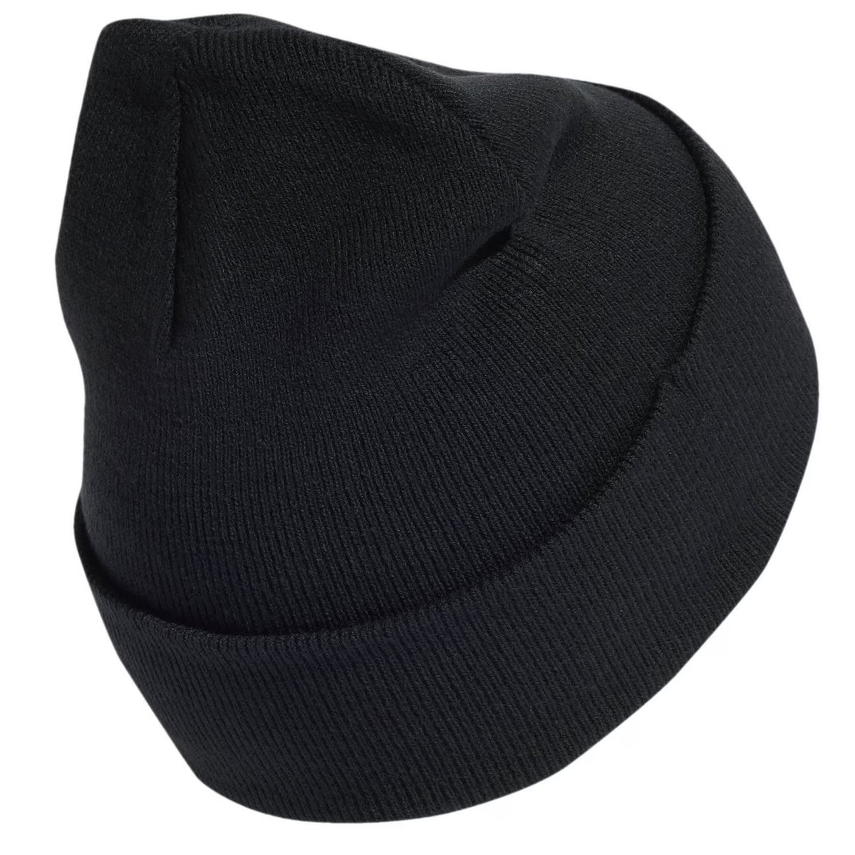 Black - Back - Adidas Plain Ribbed Turned Up Cuff Beanie
