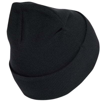 Black - Back - Adidas Plain Ribbed Turned Up Cuff Beanie