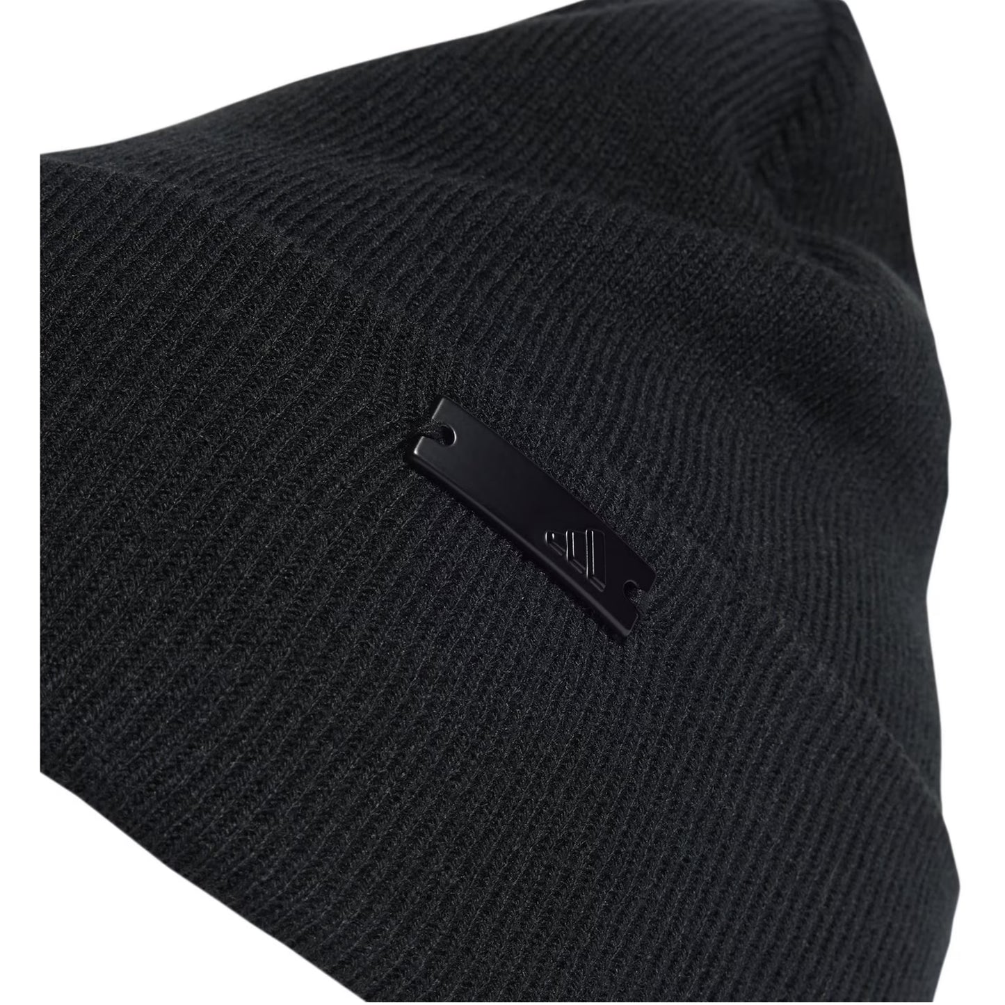 Black - Side - Adidas Plain Ribbed Turned Up Cuff Beanie