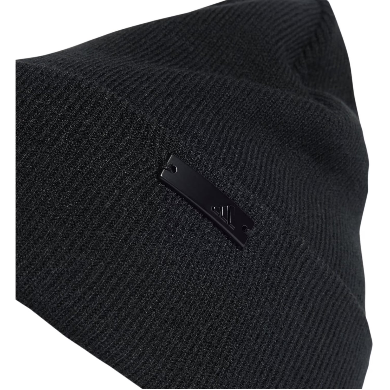 Black - Side - Adidas Plain Ribbed Turned Up Cuff Beanie