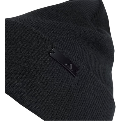 Black - Side - Adidas Plain Ribbed Turned Up Cuff Beanie