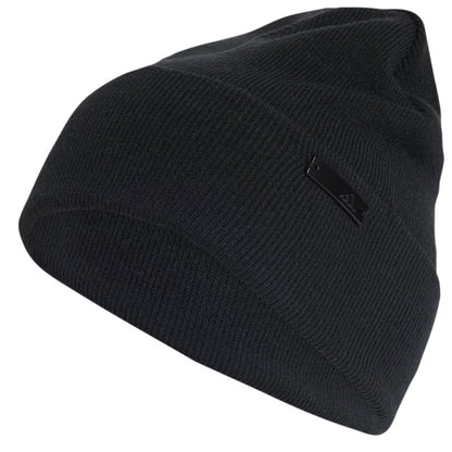 Black - Front - Adidas Plain Ribbed Turned Up Cuff Beanie