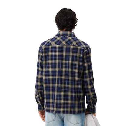 Navy - Back - Lacoste Mens Checked Oversized Overshirt