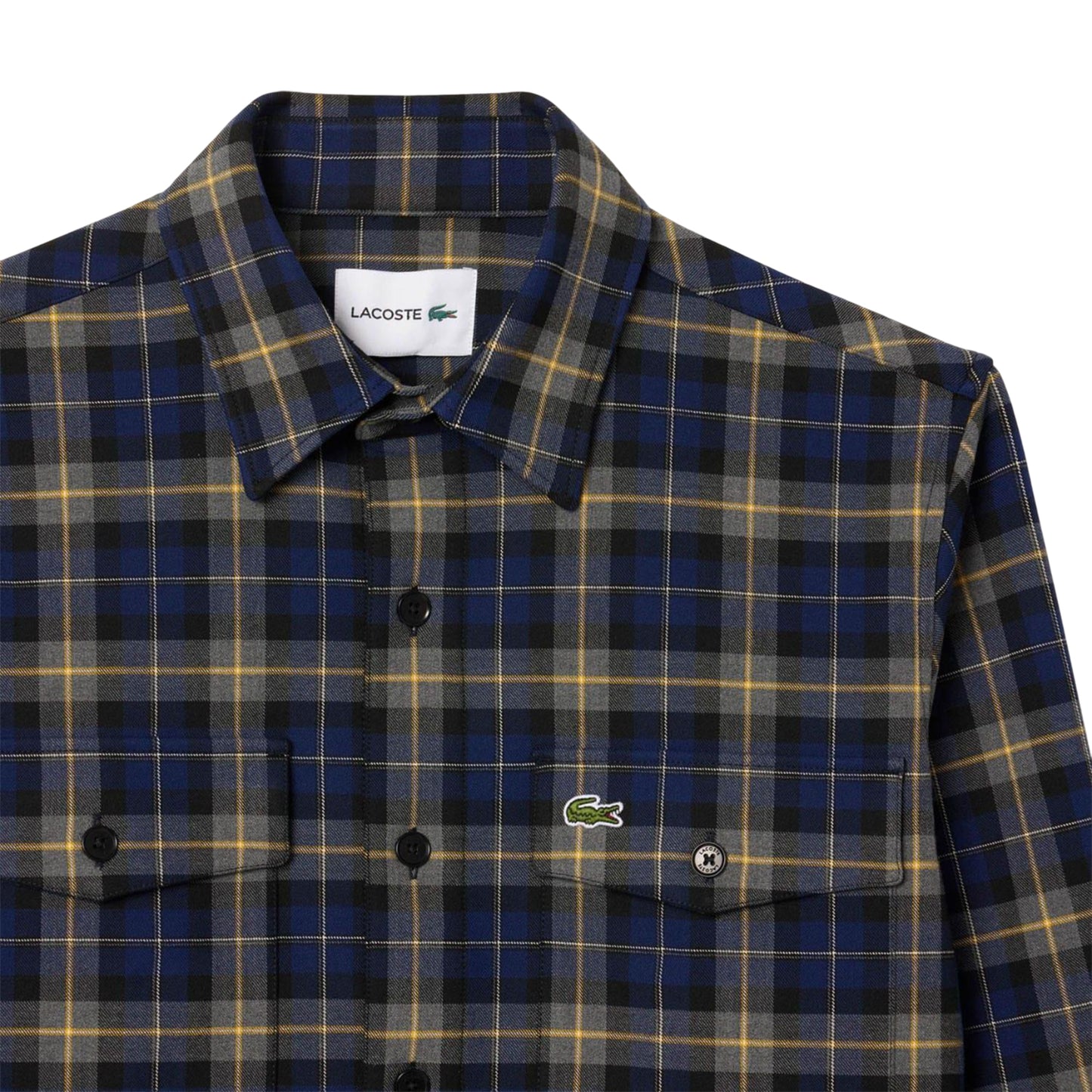 Navy - Side - Lacoste Mens Checked Oversized Overshirt