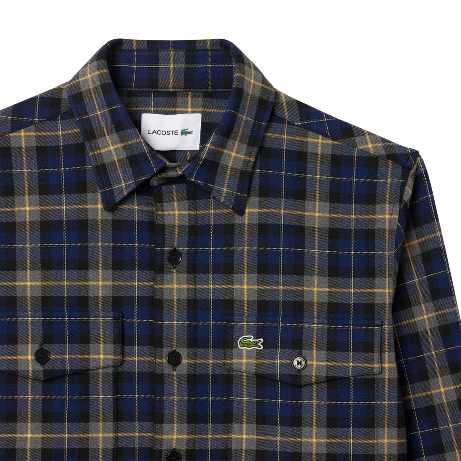 Navy - Side - Lacoste Mens Checked Oversized Overshirt