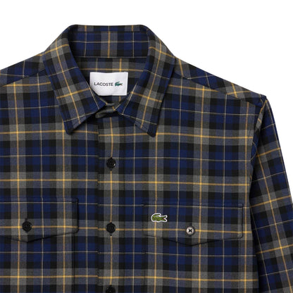 Navy - Side - Lacoste Mens Checked Oversized Overshirt