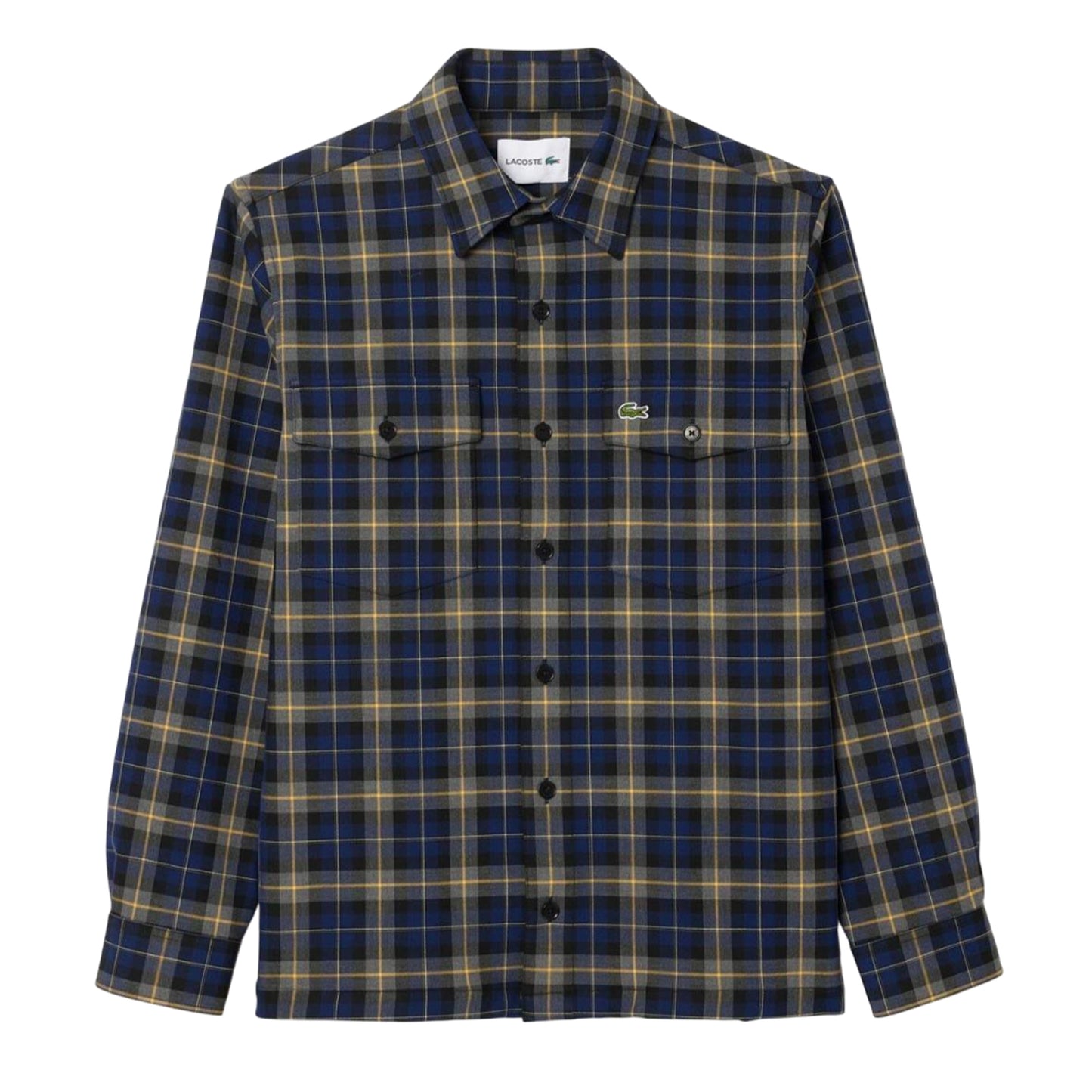 Navy - Front - Lacoste Mens Checked Oversized Overshirt
