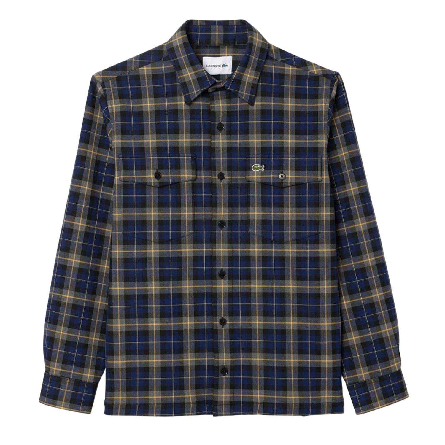 Navy - Front - Lacoste Mens Checked Oversized Overshirt