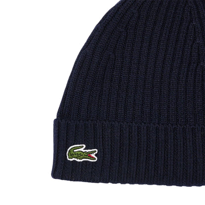 Navy - Side - Lacoste Embroidered Logo Beanie