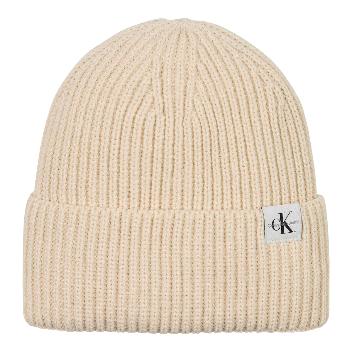 Whitecap Grey - Front - Calvin Klein Ribbed Logo Beanie