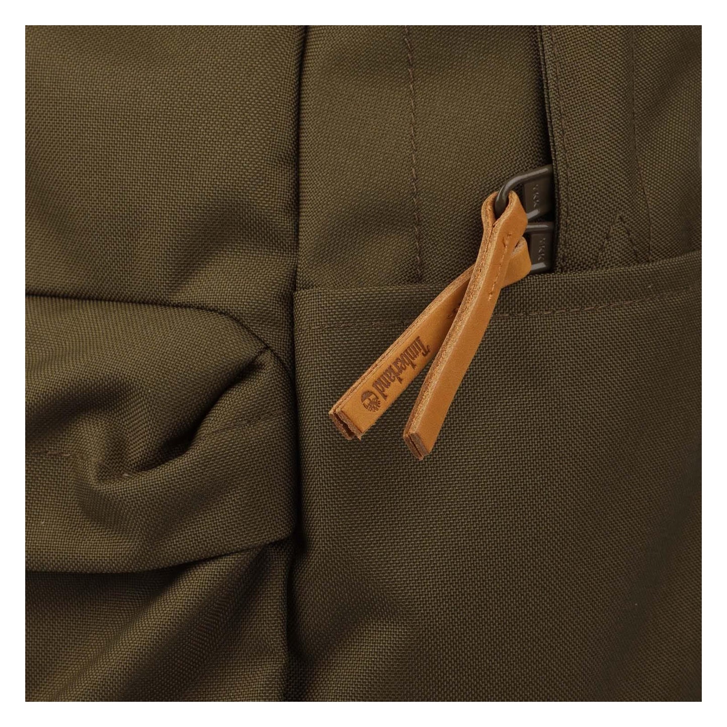 Olive - Pack Shot - Timberland Logo Leather Detailing 22L Backpack
