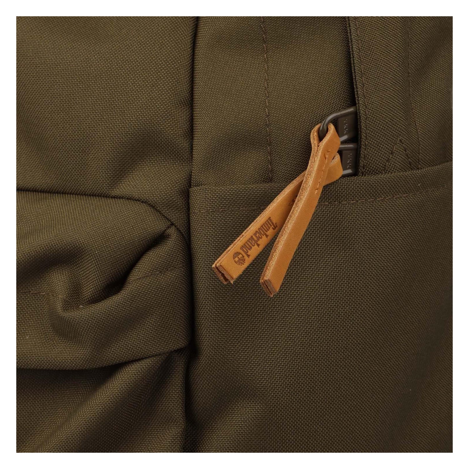 Olive - Pack Shot - Timberland Logo Leather Detailing 22L Backpack