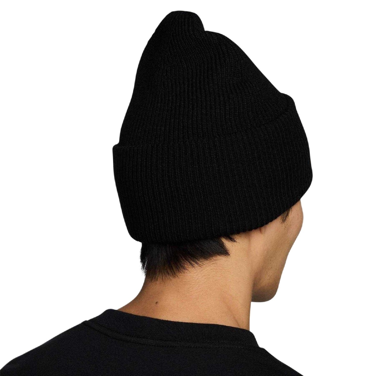 Black - Back - Nike Peak Embroidered Logo Fitted Beanie