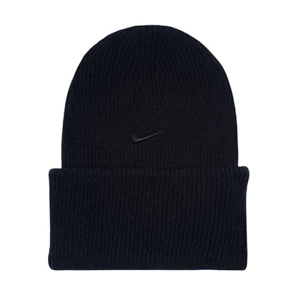 Black - Front - Nike Peak Embroidered Logo Fitted Beanie