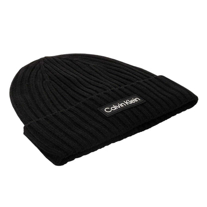 Black - Side - Calvin Klein Ribbed Golf Beanie