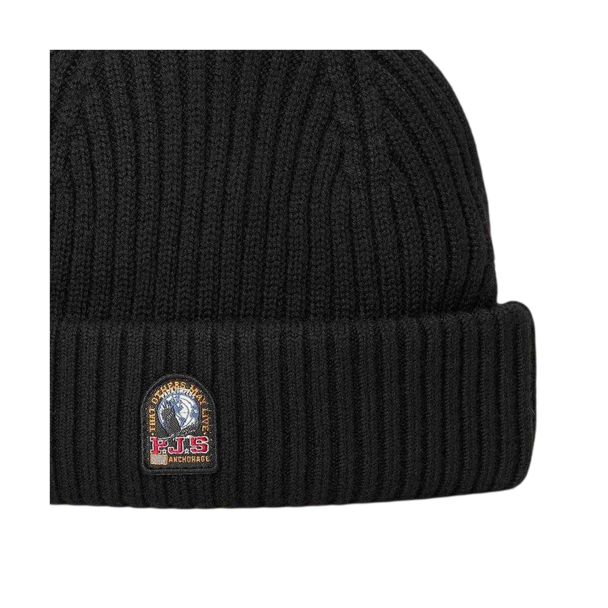 Black - Side - Parajumpers Pjs Embroidered Patch Beanie