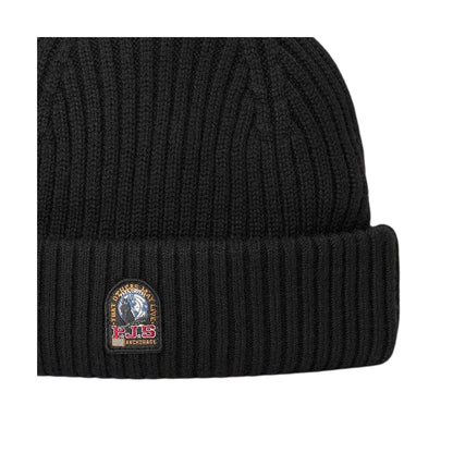 Black - Side - Parajumpers Pjs Embroidered Patch Beanie