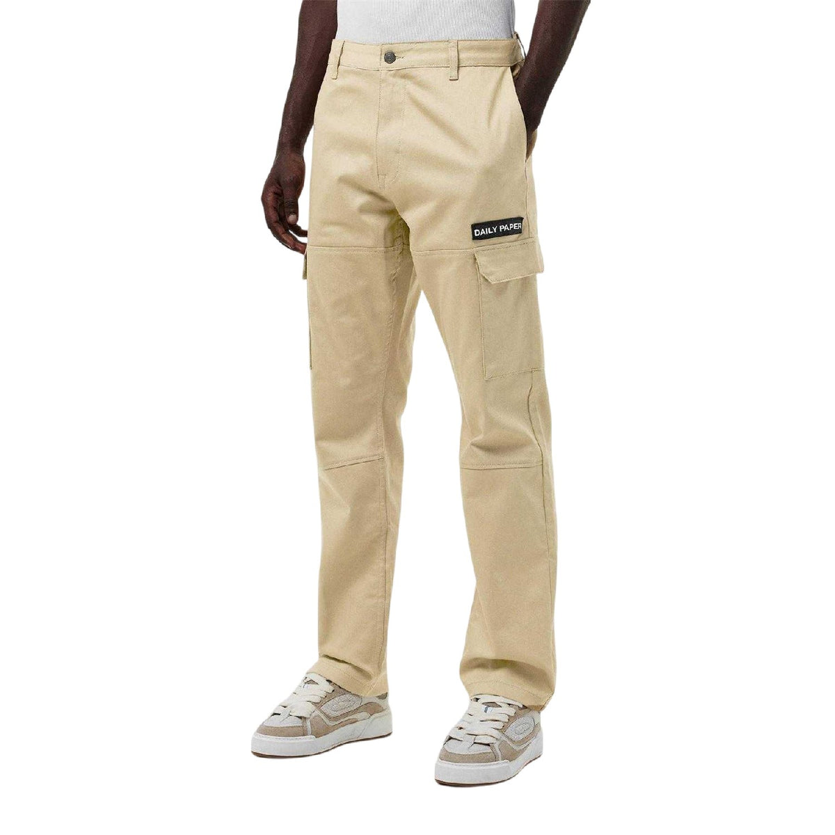 Beige - Side - Daily Paper Mens Relaxed Fit Cargo Trousers