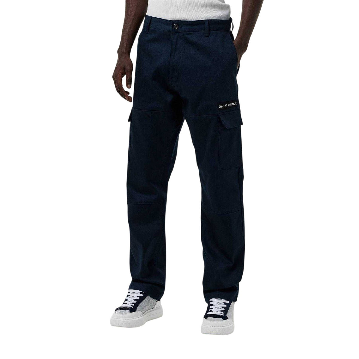 Navy - Side - Daily Paper Mens Relaxed Fit Cargo Trousers