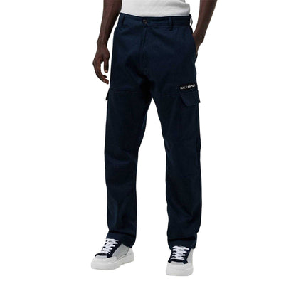 Navy - Side - Daily Paper Mens Relaxed Fit Cargo Trousers