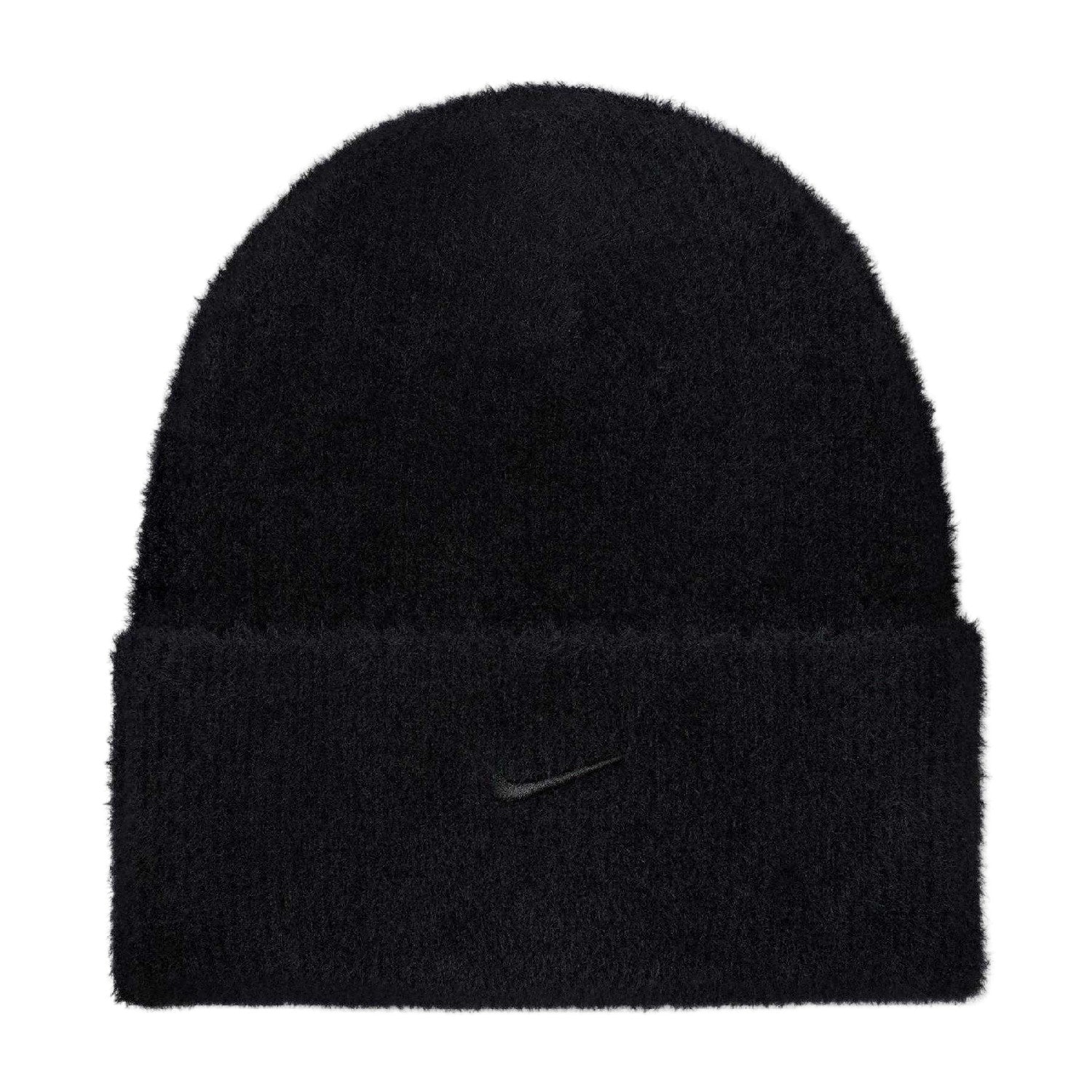 Black - Front - Nike Mens Peak Embroidered Logo Fuzzy Beanie