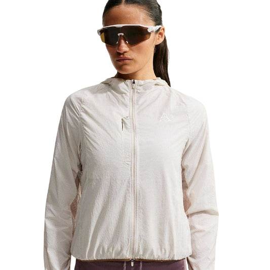 Brown-White - Front - Nike Womens-Ladies ACG Running Hooded Jacket