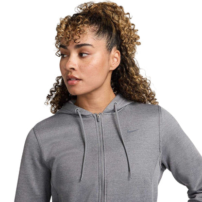 Carbon Heather - Side - Nike Womens-Ladies Logo Full Zip Hoodie