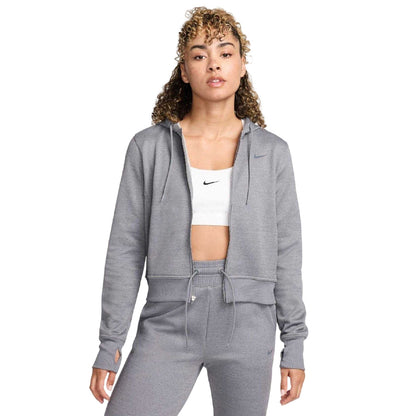 Carbon Heather - Front - Nike Womens-Ladies Logo Full Zip Hoodie