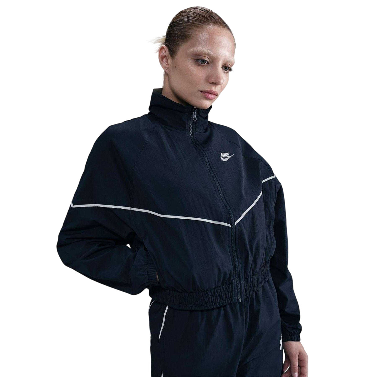 Midnight Navy - Side - Nike Womens-Ladies NSW Chevron Windproof Windbreaker